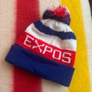 O/S Vintage Montréal EXPOS Blue, White and Red Pom-Pom Beanie 80’s